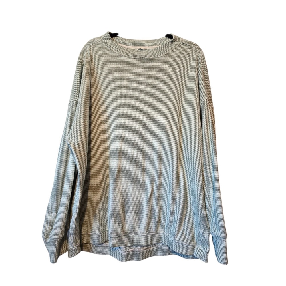 Aerie Chunky Waffle Knit Oversized Sweater Womens LG Green Comfy Loose Boxy GUC